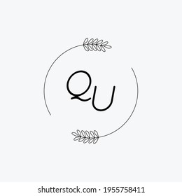 QU Beauty vector initial logo, handwriting logo of initial signature