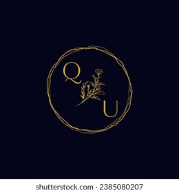 QU elegant wedding initial logo in high quality professional design that will print well across any print media