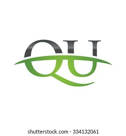 QU initial company green swoosh logo