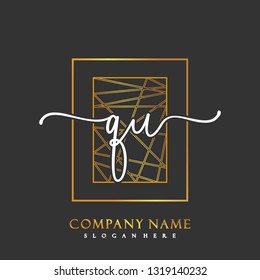 QU Initial Handwriting logo template vector