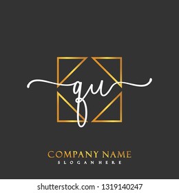 QU Initial Handwriting logo template vector