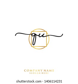 QU Initial handwriting logo template