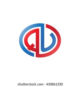 QU initial letters looping linked ellipse logo red blue