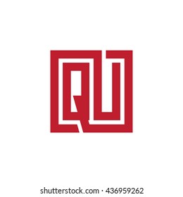 QU initial letters looping linked square logo red