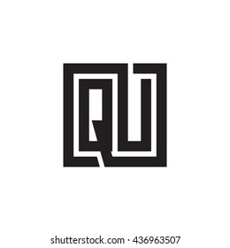 QU initial letters looping linked square monogram logo