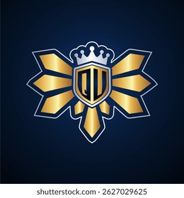 QU initial letters monogram logo for gaming with shield and eagle wing