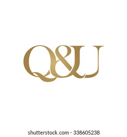 Q&U Initial logo. Ampersand monogram golden logo
