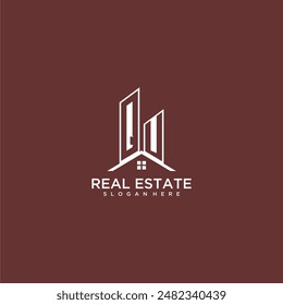 QU initial monogram building and roof logo for real estate