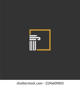 QU initial monogram logo for lawfirm with pillar in creative square design
