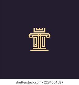 QU initial monogram logo for lawfirm with pillar  crown image design