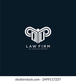 Firma de abogados inicial del logotipo del monograma de QU con diseño del pilar