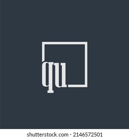 QU initial monogram logo with rectangle style dsign