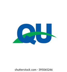 QU initial overlapping swoosh letter logo blue green