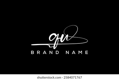 QU letter beauty handwriting vector logo. 