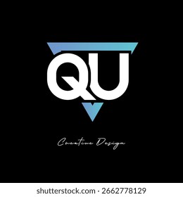 Logotipo de la letra de QU en triángulo - monograma moderno del gradiente para la marca y el diseño de la identidad