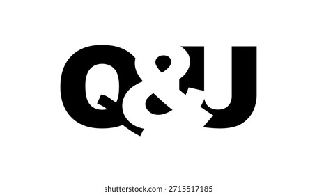 QU Logo Design in fett. Schwarz-weißes Identitätssymbol. Modernes Typografie-Emblem. Symbol für Unternehmensbranding. Minimale Geschäftsvorlage.