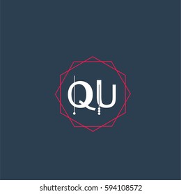 qu logo letter initial, Abstract Polygonal Background Logo, design for Corporate Business Identity,flat icon, Alphabet letter