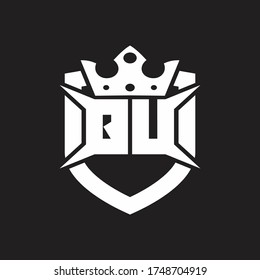 QU Logo monogram isolated with shield and crown design template