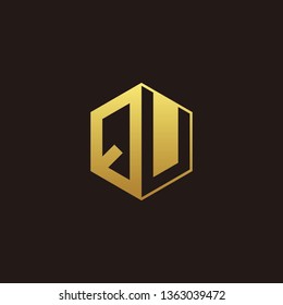 QU Logo Monogram with Negative space gold colors