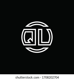 QU logo monogram with negative space circle rounded design template