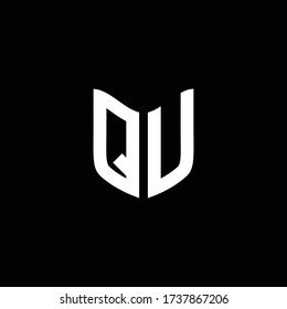 qu logo monogram with shield shape design template