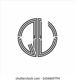 QU Logo monogram triple ribbon style line design template isolated on white background