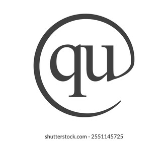 QU logo from two letter with circle shape email sign style. Q and U round logotype of business company for brand identity.