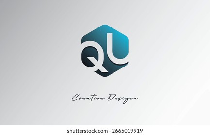 QU Minimal Polygon Shape Abstract Negative Space Symbol for Branding Use"