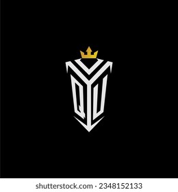 QU monogram logo initial for shield  crown style design