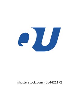 QU negative space letter logo blue