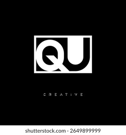 QU Negative Space Monogram – Minimalist Black and White Letter mark Logo for Creative Branding, Fashion Identity and Modern Design Concepts

