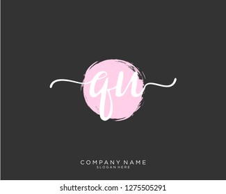 QU Q U Initial handwriting logo template