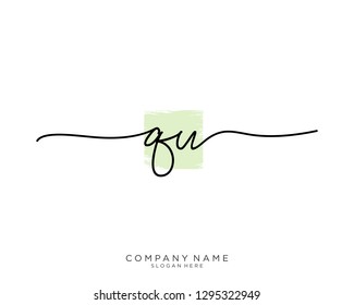 QU Q U Initial handwriting logo template
