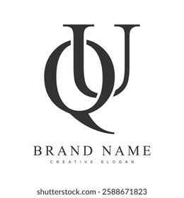 QU trendy logotype template. Initial letter q and u classic font style. Creative logo for company name or identity. Vector illustration.