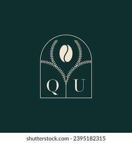 QU Unique and simple logo design combination of letters and coffee bean