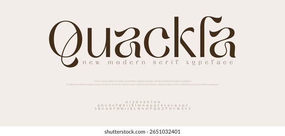 Quackla logo Minimal luxury font alphabet. Minimal modern urban fonts for logo, brand etc. Typography typeface uppercase lowercase and number. vector illustration