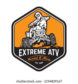 Carrera deportiva Quad ATV Extreme, buena para el diseño de camisetas y el logo del campeonato