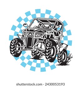 Quad ATV Extreme sport racing in badge logo design, good for t shirt design and championship event logo