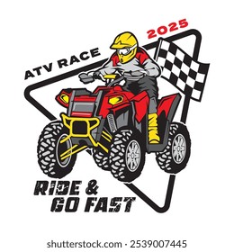 Quad ATV Diseño de carreras deportivas extremas, bueno para el diseño de camisetas y el logotipo del evento de campeonato