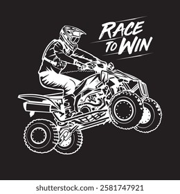 Quad ATV Extreme sport racing in badge logo design, good for t shirt design and championship event logo