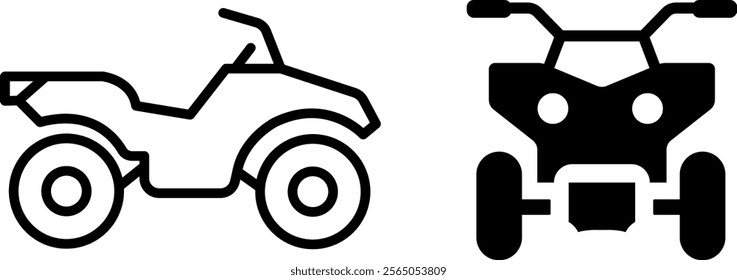 "Quad ATV Line Icons: Dynamic Vector Set for Outdoor and Vehicle Designs"