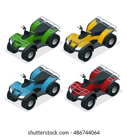 Quad bike ATV isometric vector illustration. 