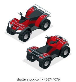 Quad bike ATV isometric vector illustration. 