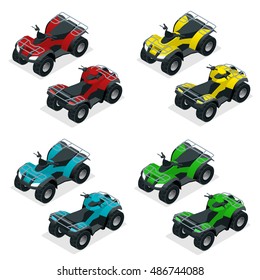 Quad bike ATV isometric vector illustration. 