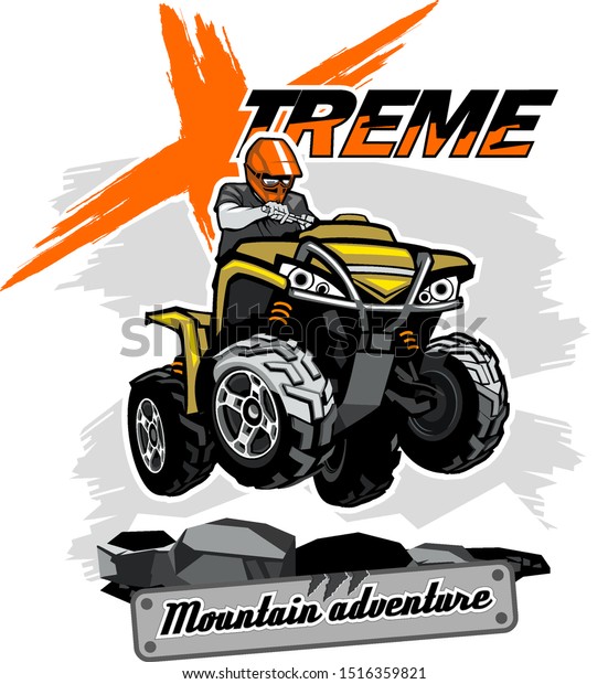 Quad bike ATV logo with Xtreme Mountain
Adventure inscription, isolated
background.