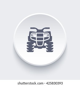 quad bike, atv, quadricycle icon on round shape, vector illustration