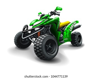 Quad bike, with camouflage stains on white background.