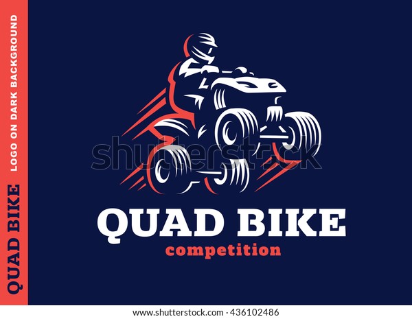 Quad\
bike competition. Logo design on a dark\
background
