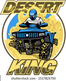 Quad Bike in the desert hills logo, isolated background.