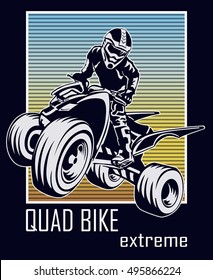 Quad bike extreme typography illustration for t-shirt print , vector.